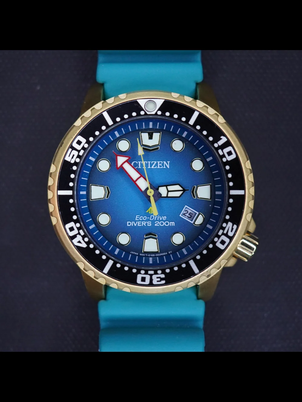 Citizen Eco-Drive Promaster Diver Men's Watch Gold Tone Blue Dial BN0162-02X